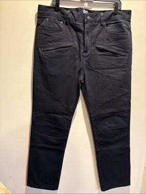 Men's Moto Biker Jeans Reinforced Technical Black Utility Streetwear Jeans SZ 36